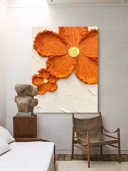 Vibrant Orange Flower Oil Painting for Home Decor and Art Lovers