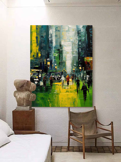 Vibrant Urban Landscape Oil Painting for Modern Home Decor