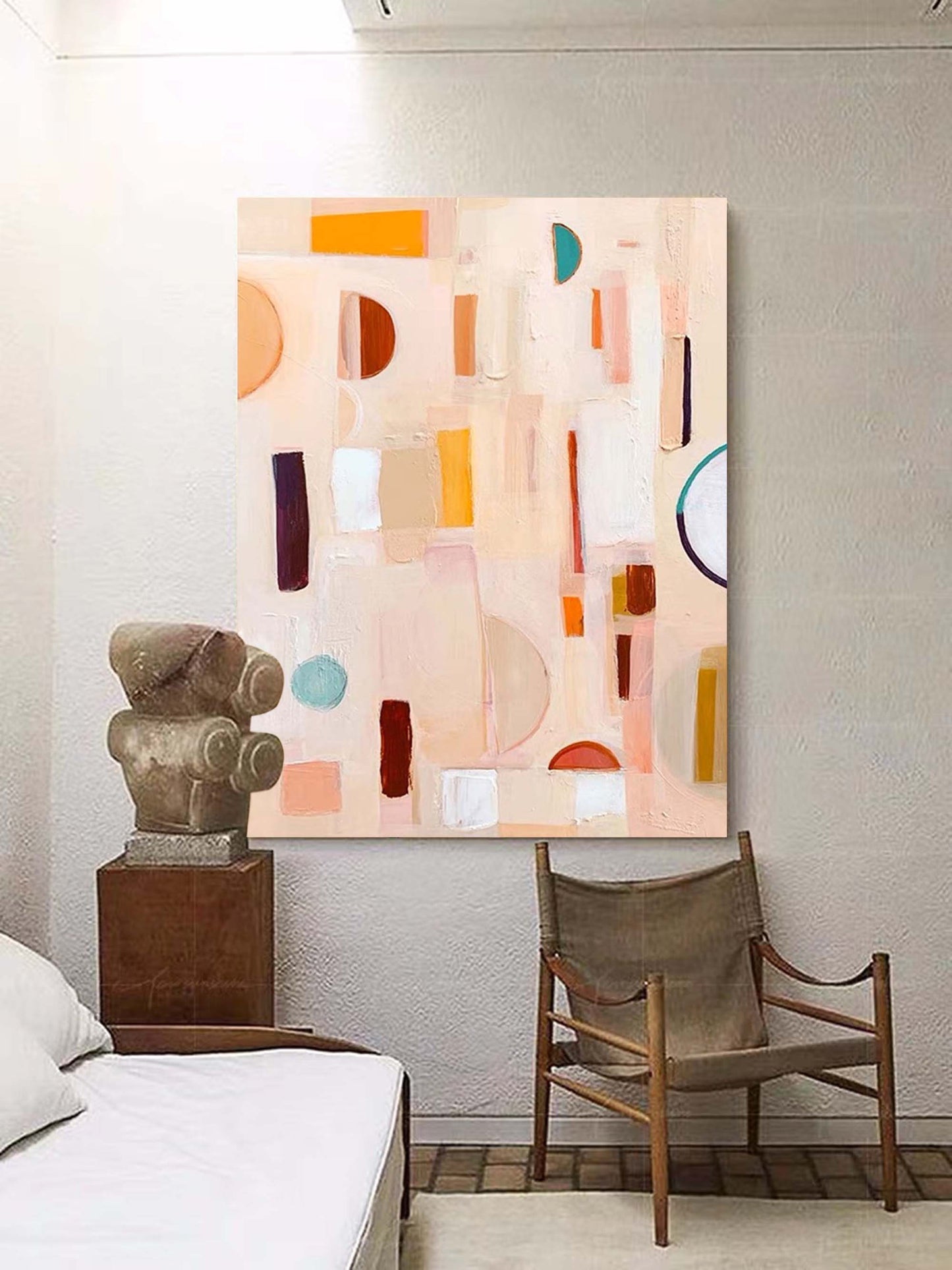 Abstract Geometric Oil Painting for Modern Home Decor and Art Lovers