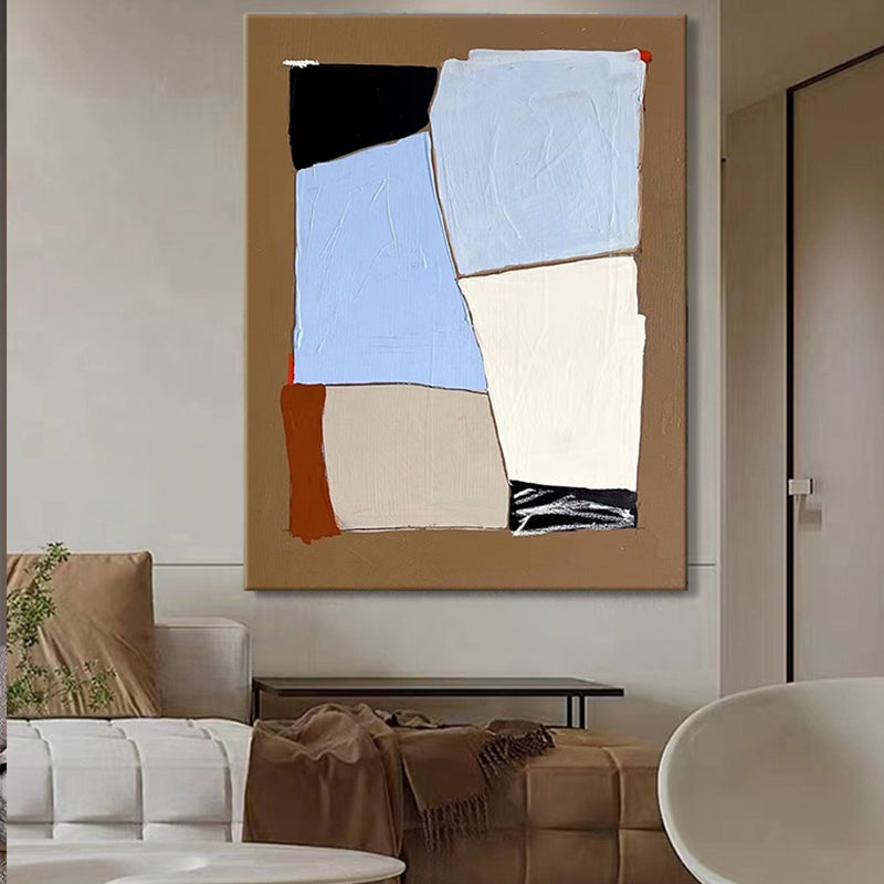 Contemporary Minimalist Geometric Oil Painting for Modern Home Décor