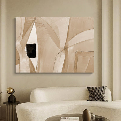 Abstract Minimalist Geometric Oil Painting in Earthy Tones for Modern Home Decor