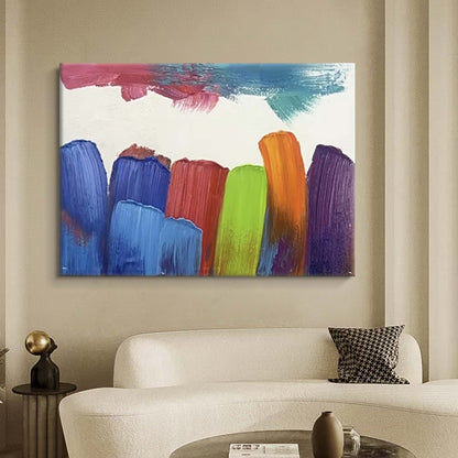 Vibrant Abstract Landscape Oil Painting for Modern Home Decor