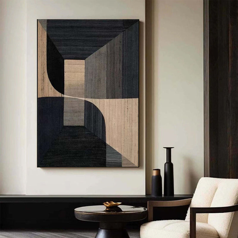 Stylish Geometric Abstract Oil Painting for Modern Home Decor