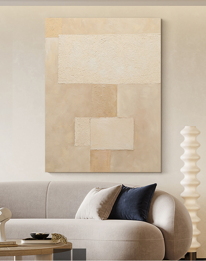 Serene Minimalist Geometric Oil Painting for Contemporary Home Decor