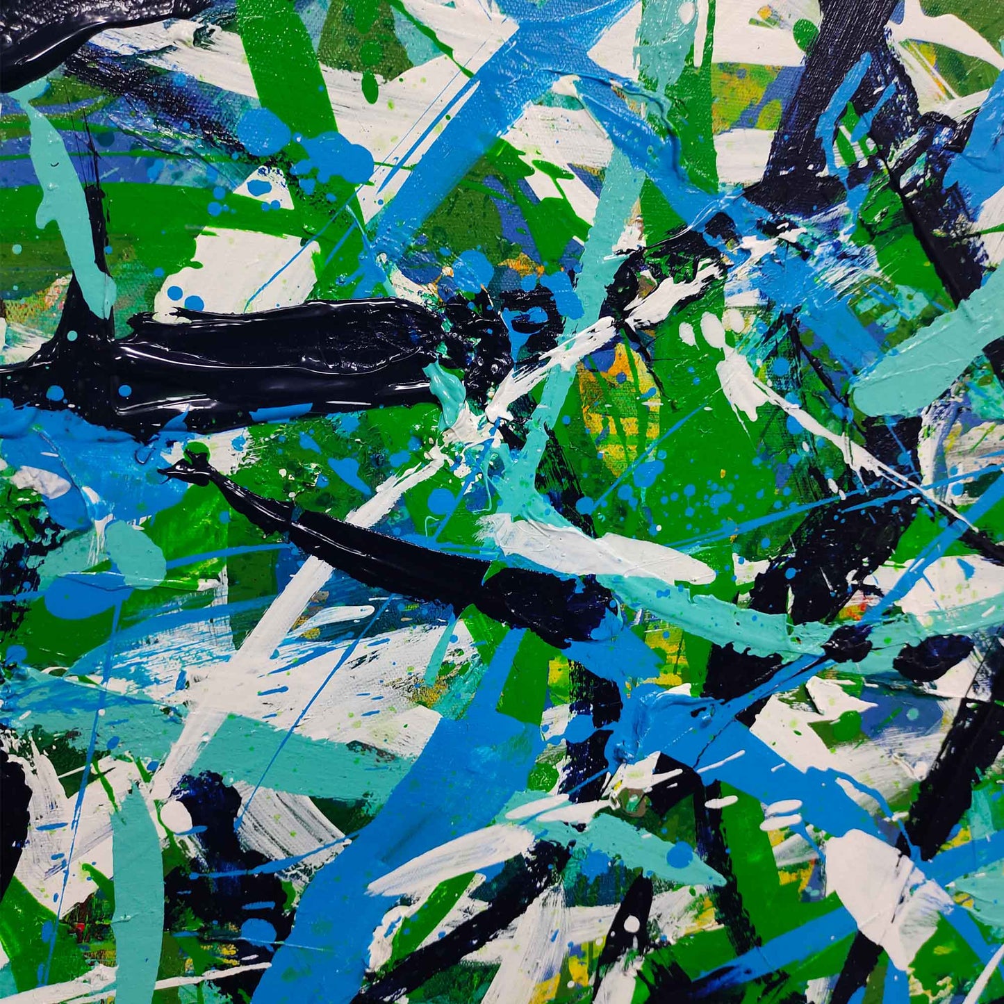 Vibrant Green Abstract Oil Painting for Modern Home Decor