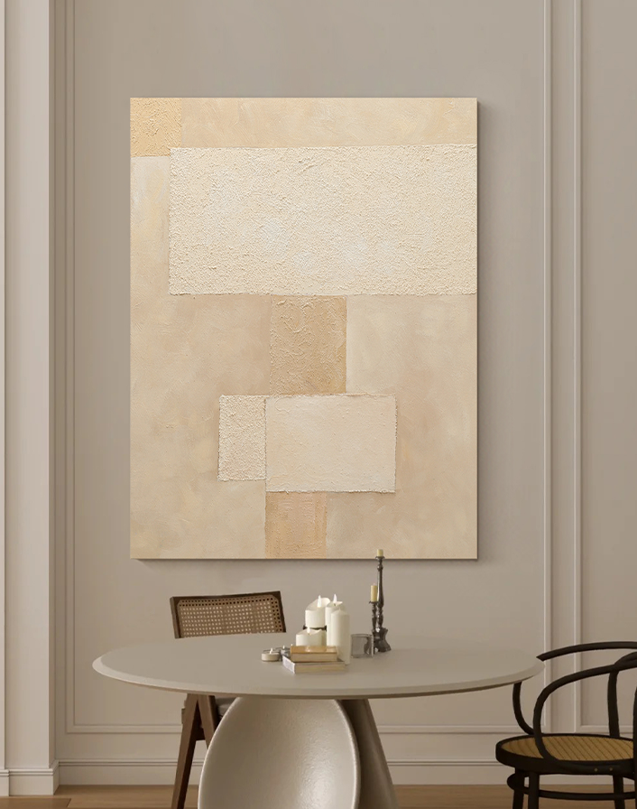 Serene Minimalist Geometric Oil Painting for Contemporary Home Decor