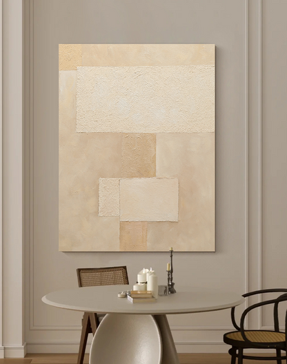 Serene Minimalist Geometric Oil Painting for Contemporary Home Decor