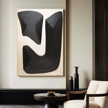 Contemporary Black and White Abstract Oil Painting for Modern Home Decor