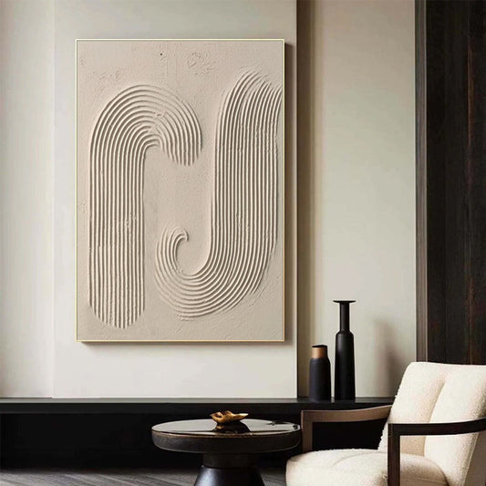 Elegant Beige Minimalist Abstract Artwork for Modern Home Decor