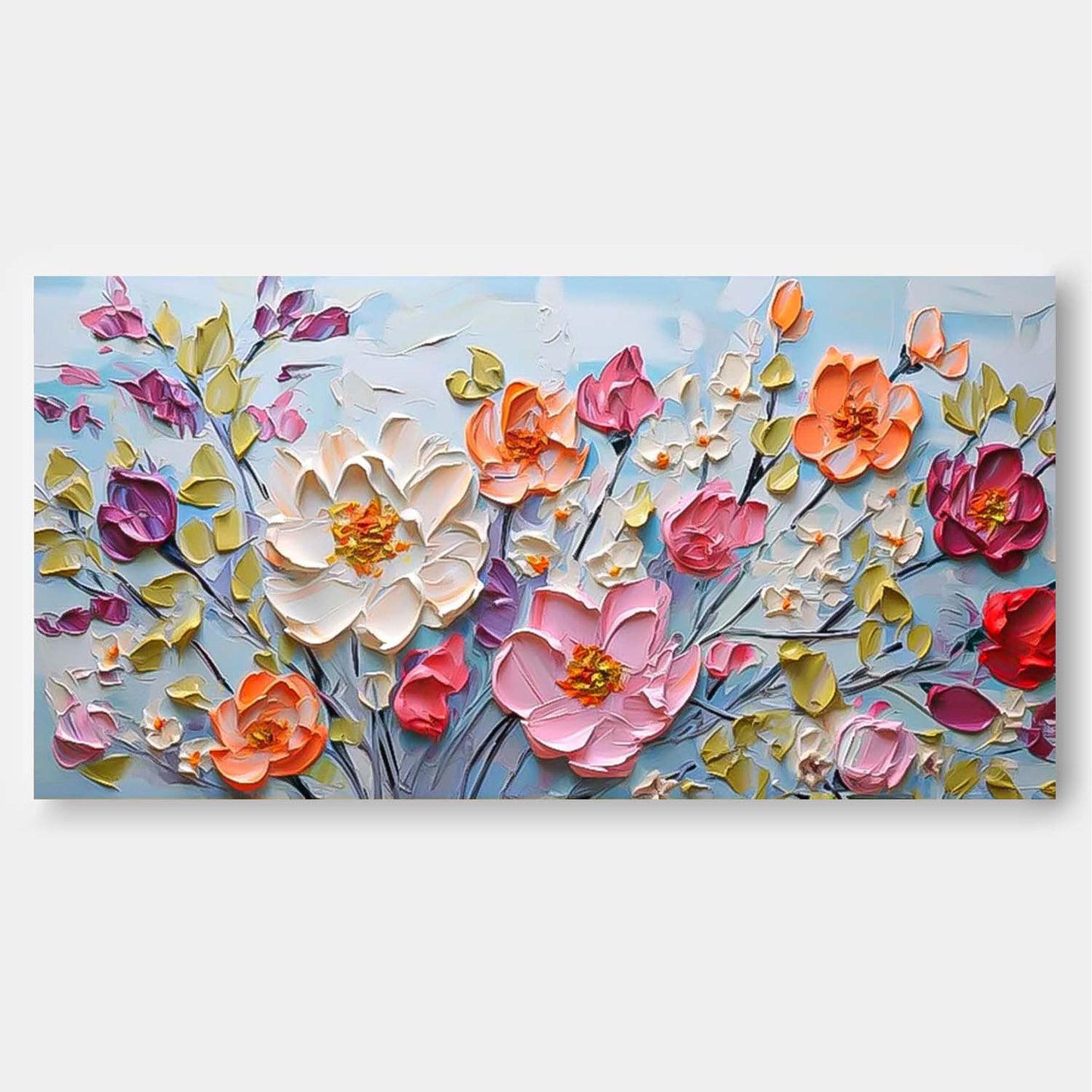 Vibrant Floral Oil Painting - Colorful Modern Canvas Art for Home Decor