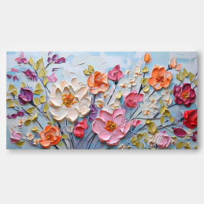 Vibrant Floral Oil Painting - Colorful Modern Canvas Art for Home Decor