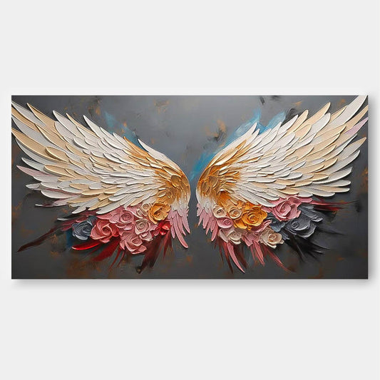 Elegant Floral Wing Canvas Art - Vibrant Oil Painting for Home Decor