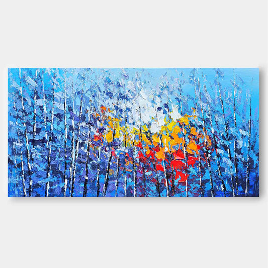 Vibrant Floral Landscape Oil Painting for Home Decor