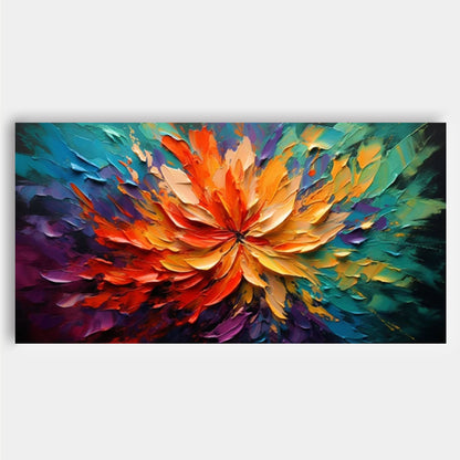 Vibrant Abstract Flower Oil Painting for Colorful Home Décor