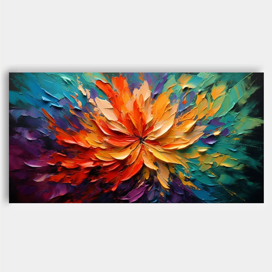 Vibrant Abstract Flower Oil Painting for Colorful Home Décor