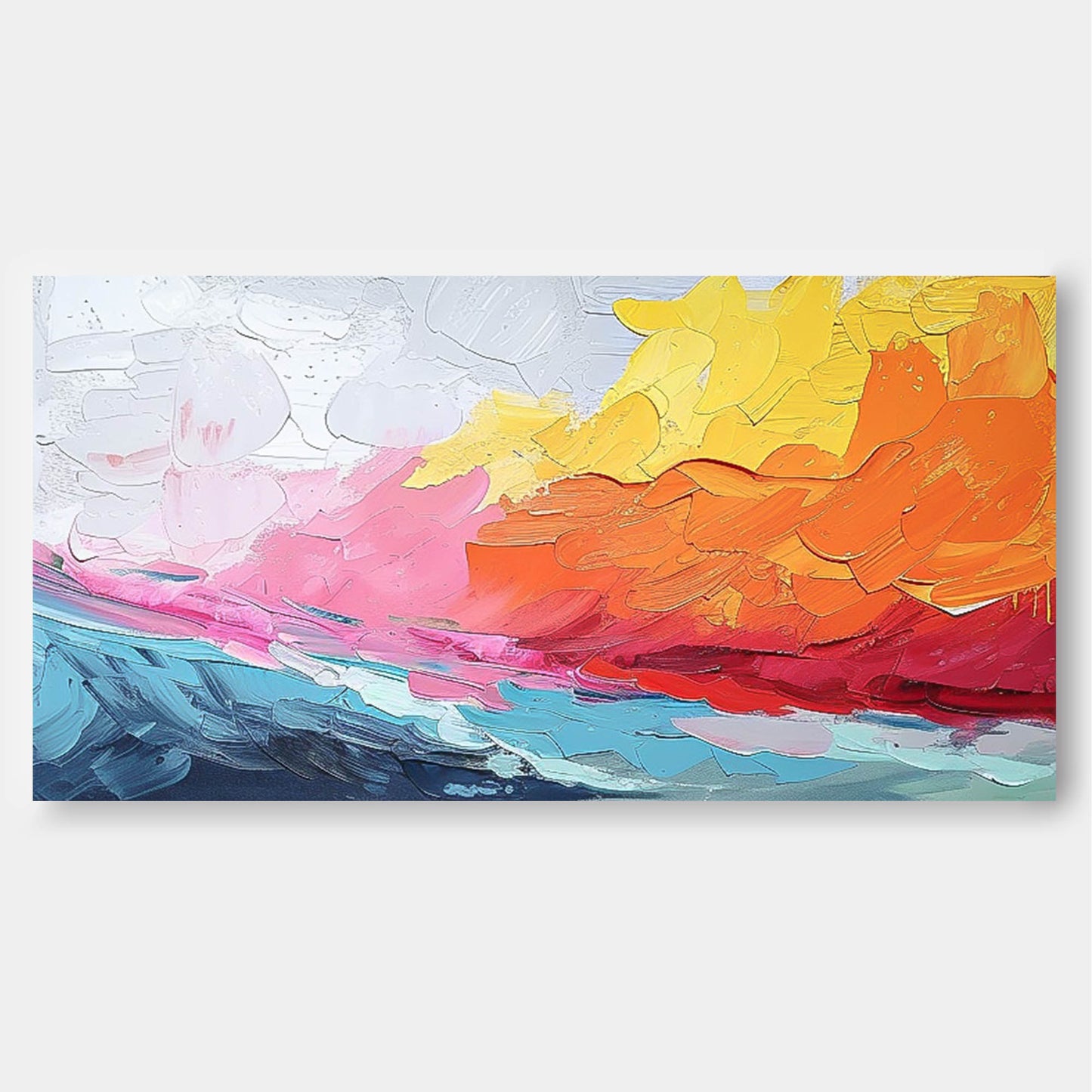 Vibrant Abstract Landscape Oil Painting for Modern Home Decor