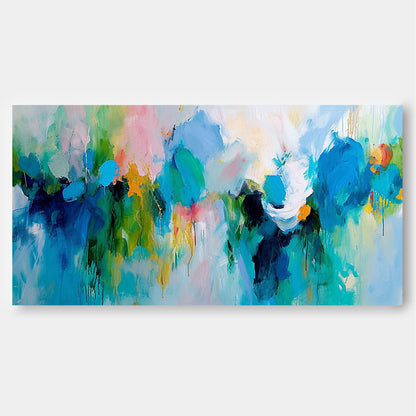 Vibrant Abstract Oil Painting with Fluid Brushstrokes and Colorful Texture for Modern Decor