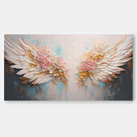 Elegant Winged Roses Oil Painting for Floral Home Decor