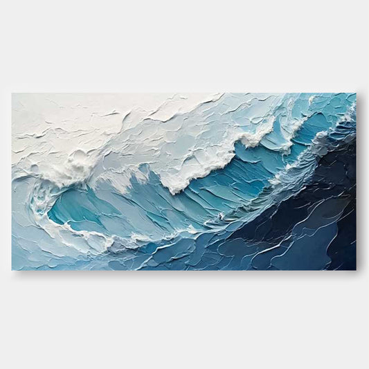 Serene Ocean Waves Oil Painting for Coastal Home Decor