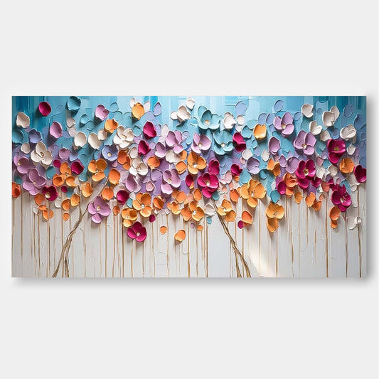 Colorful Floral Canvas Art for Home Decor - Vibrant Oil Painting