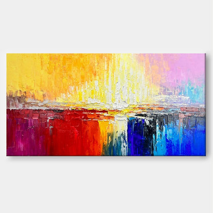 Vibrant Abstract Oil Painting with Bold Colors for Modern Home Decor