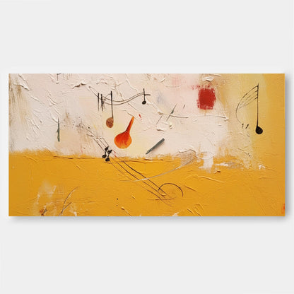 Colorful Abstract Oil Painting with Musical Motifs for Modern Home Decor