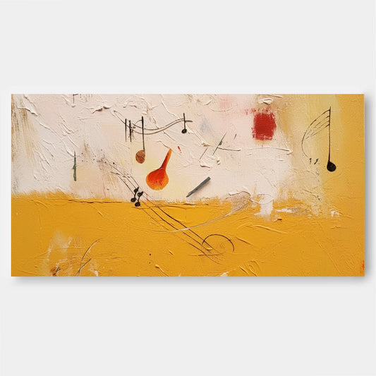 Colorful Abstract Oil Painting with Musical Motifs for Modern Home Decor