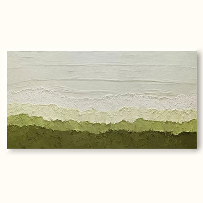 Lush Minimalist Landscape Oil Painting for Serene Home Decor