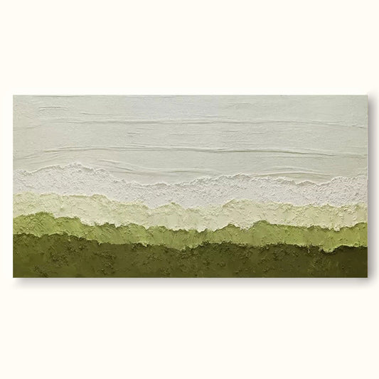 Lush Minimalist Landscape Oil Painting for Serene Home Decor