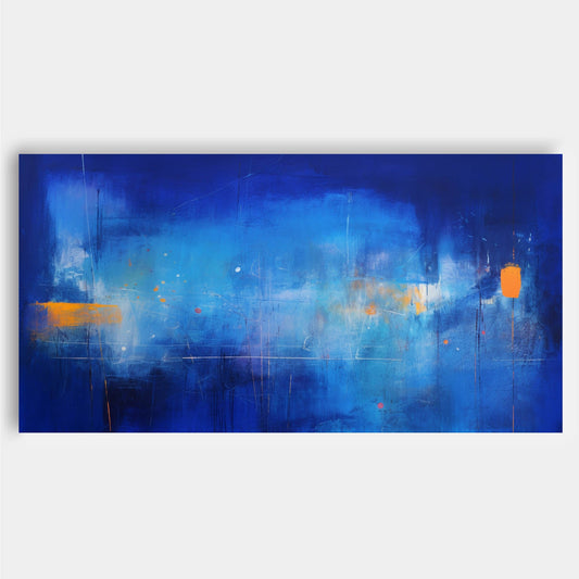 Vibrant Blue Abstract Oil Painting for Modern Home Décor