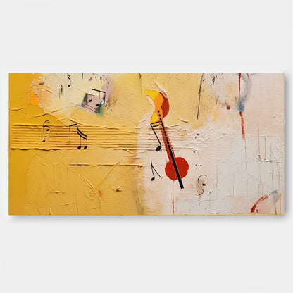 Vibrant Abstract Oil Painting with Musical Notes and Bold Colors