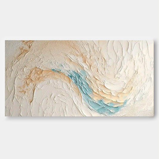 Coastal Serenity: Abstract Oil Painting of Beach Waves and Ocean Tones