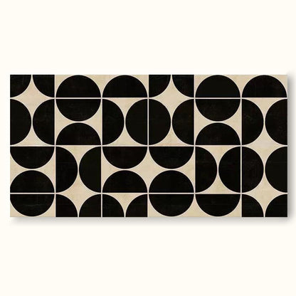 Contemporary Black and White Geometric Oil Painting for Modern Interiors