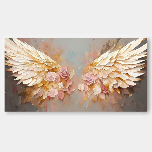 Elegant Floral Wings Oil Painting for Home Decor and Wall Art