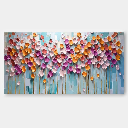 Vibrant Flower Oil Painting for Home Decor | Colorful Floral Canvas Art