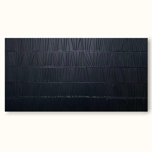 Textured Black Minimalist Abstract Oil Painting for Modern Decor