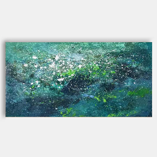 Vibrant Abstract Ocean-Inspired Oil Painting for Modern Home Decor