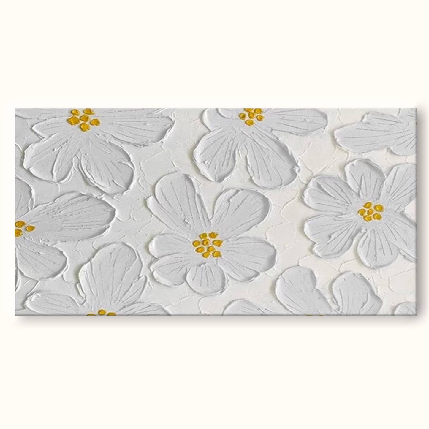 Elegant White Flower Oil Painting for Minimalist Home Décor and Art Lovers