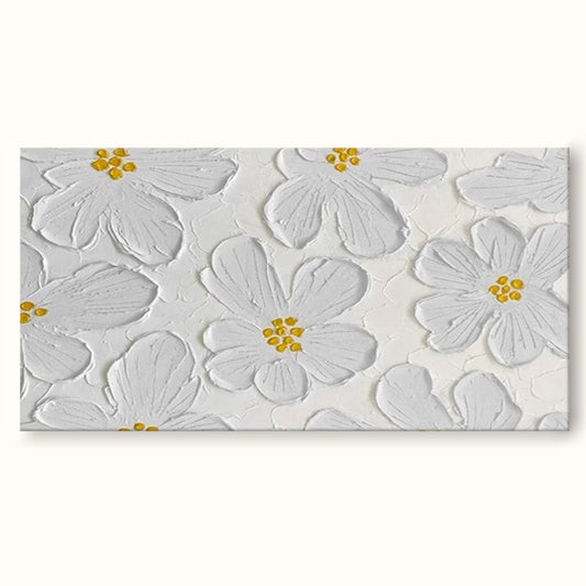 Elegant White Flower Oil Painting for Minimalist Home Décor and Art Lovers