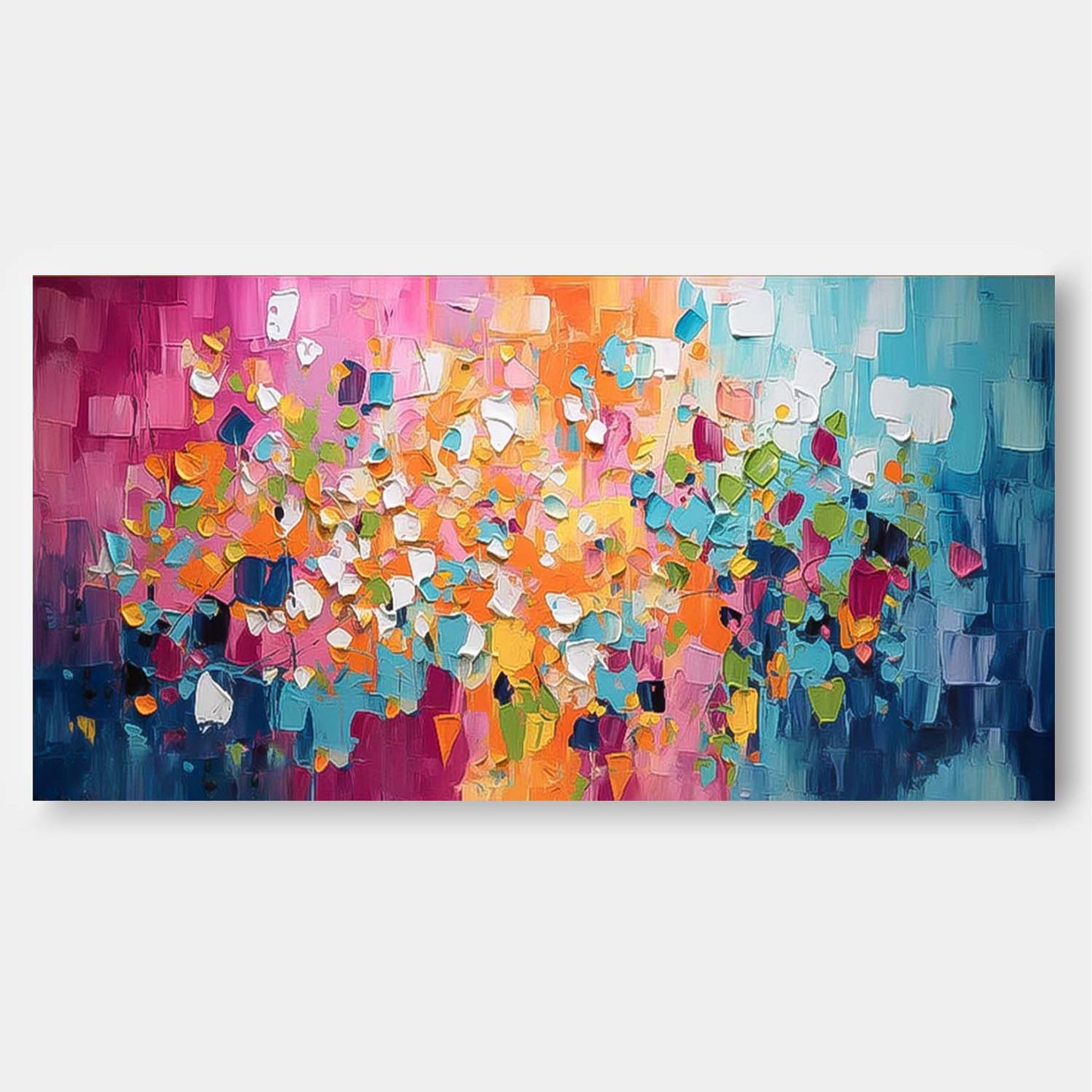 Vibrant Abstract Oil Painting with Colorful Texture for Modern Home Décor