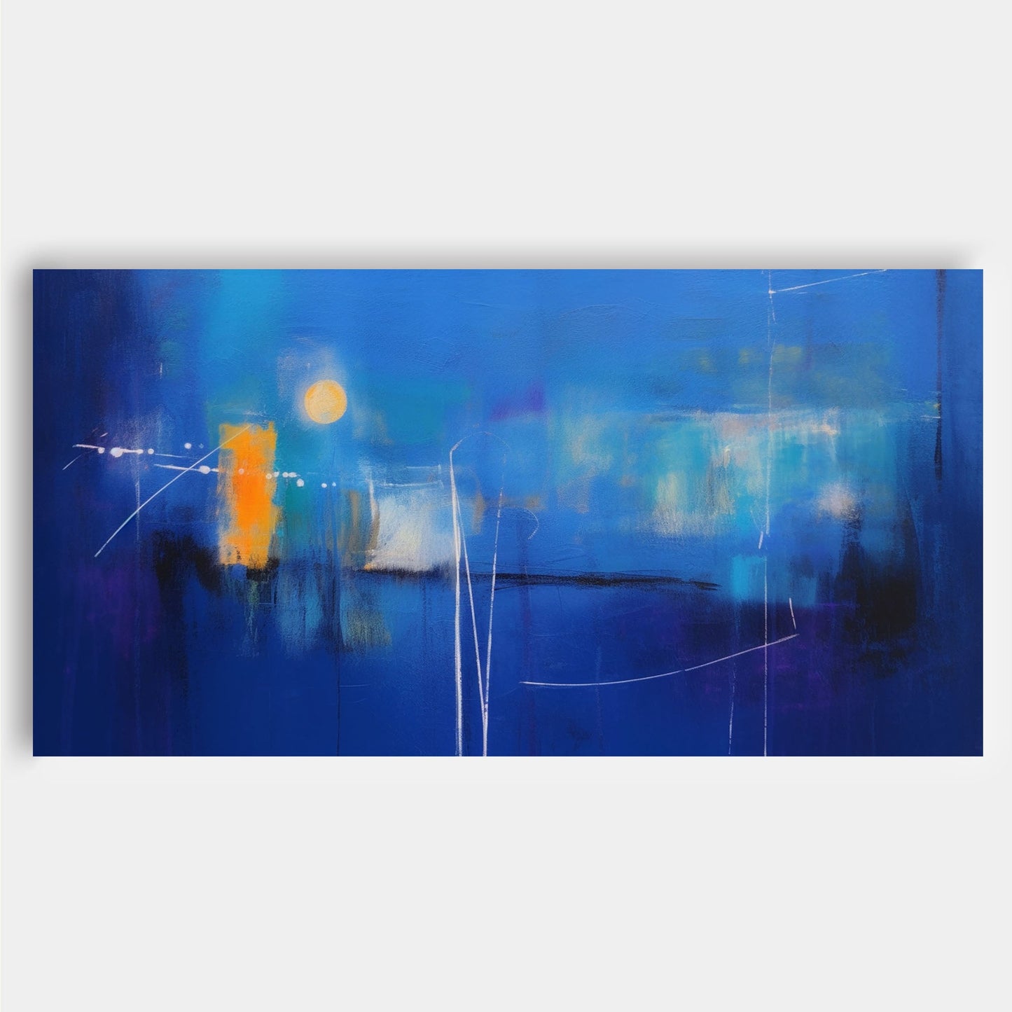 Vibrant Blue Abstract Oil Painting for Modern Home Decor