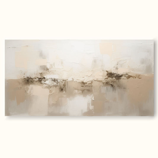 Serene Neutral Tones: Contemporary Minimalist Abstract Oil Painting for Modern Interiors