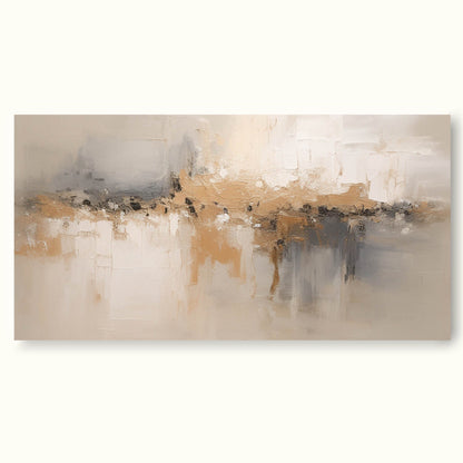 Elegant Minimalist Abstract Oil Painting in Soft Neutrals and Earthy Tones