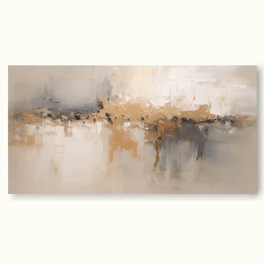 Elegant Minimalist Abstract Oil Painting in Soft Neutrals and Earthy Tones
