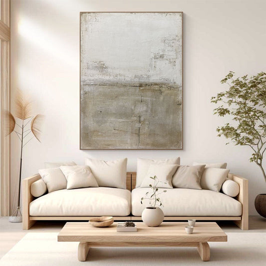 Sleek Grey Abstract Oil Painting for Modern Home Decor and Minimalist Aesthetics