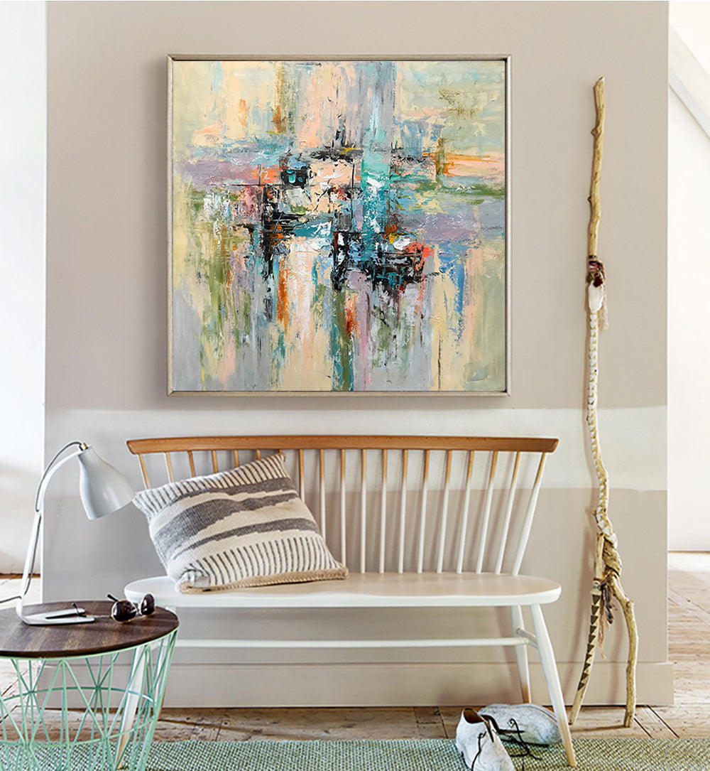 Abstract Harmony: Colorful Oil Painting for Modern Home Decor