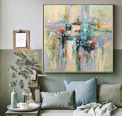 Abstract Harmony: Colorful Oil Painting for Modern Home Decor