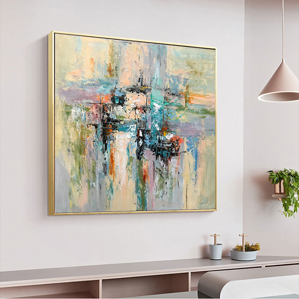 Abstract Harmony: Colorful Oil Painting for Modern Home Decor