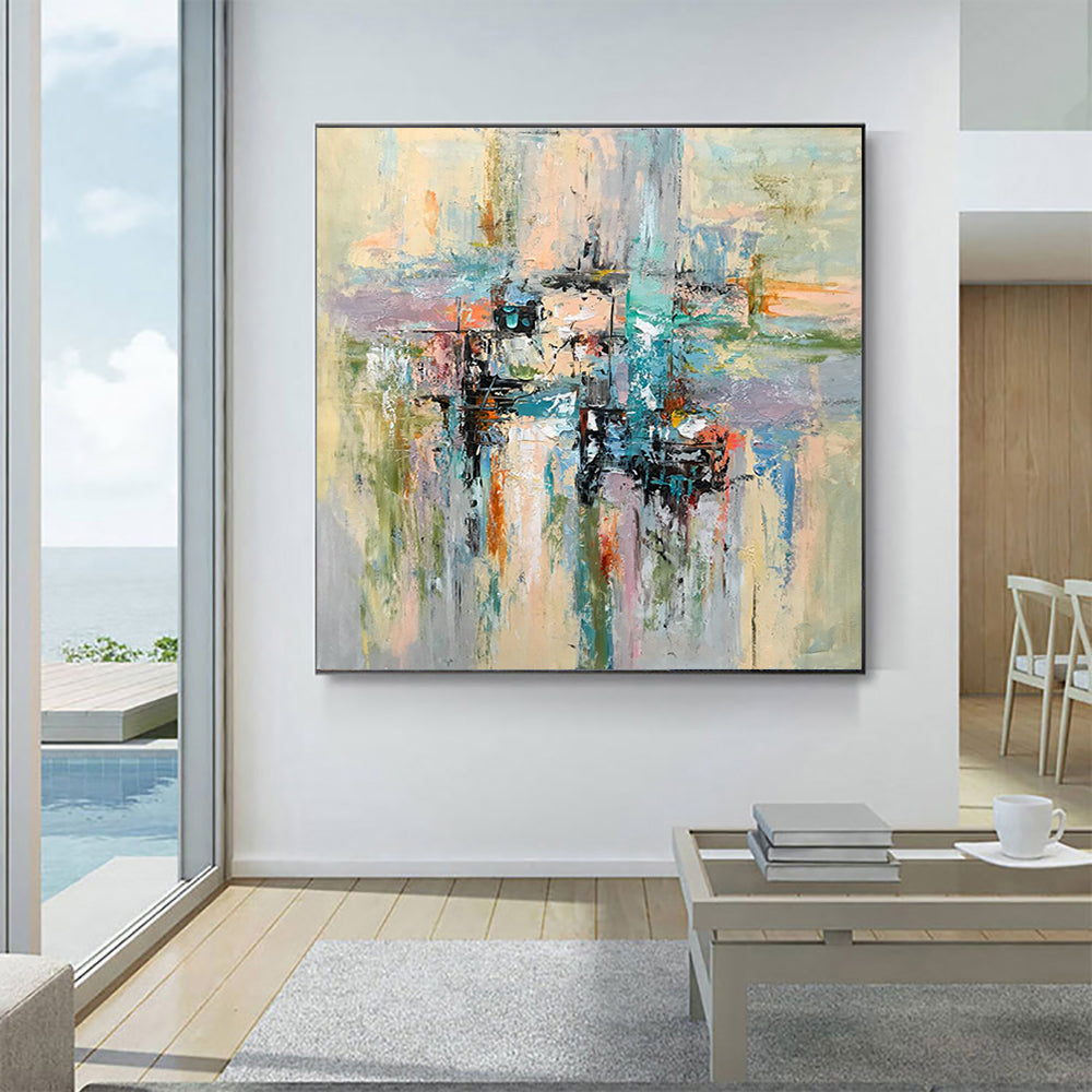 Abstract Harmony: Colorful Oil Painting for Modern Home Decor