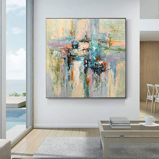 Abstract Harmony: Colorful Oil Painting for Modern Home Decor